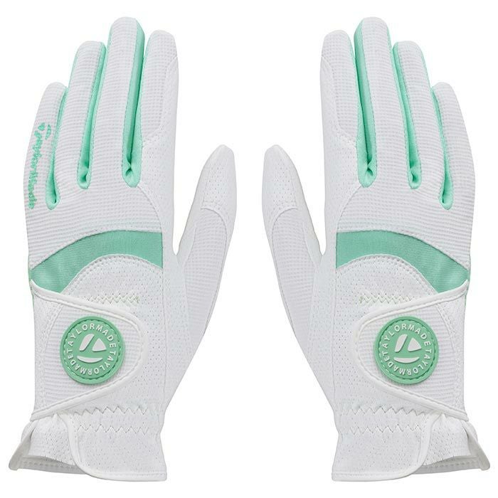 テーラーメイド　T-ICE レディ ペア 両手用　レディース ゴルフグローブ TJ191 N94922 WHITE/EMERALD GREEN　2023年モデル WHITE/EMERALDGREEN（N94922）
