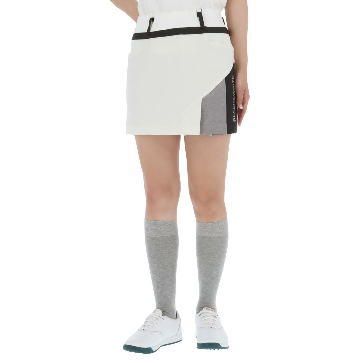 ブラック＆ホワイト Black＆White　ホワイトライン レディース アシンメトリーデザイン 配色切替 4WAYストレッチ スカート BLS4003WO　2023年モデル オフホワイト（11）