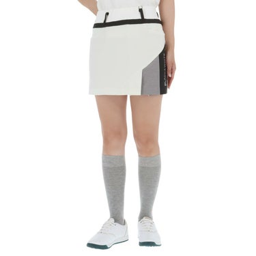 ブラック＆ホワイト Black＆White　ホワイトライン レディース アシンメトリーデザイン 配色切替 4WAYストレッチ スカート BLS4003WO　2023年モデル オフホワイト（11）