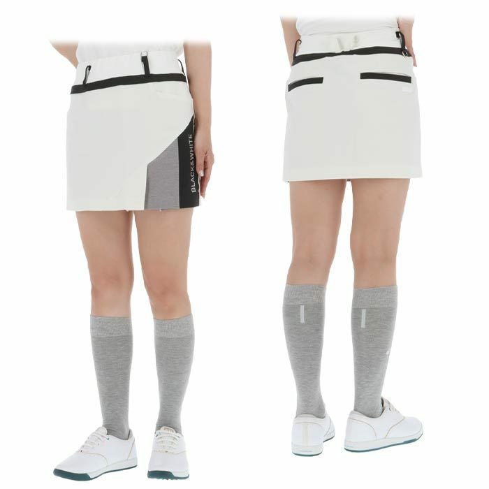ブラック＆ホワイト Black＆White　ホワイトライン レディース アシンメトリーデザイン 配色切替 4WAYストレッチ スカート BLS4003WO　2023年モデル 詳細2