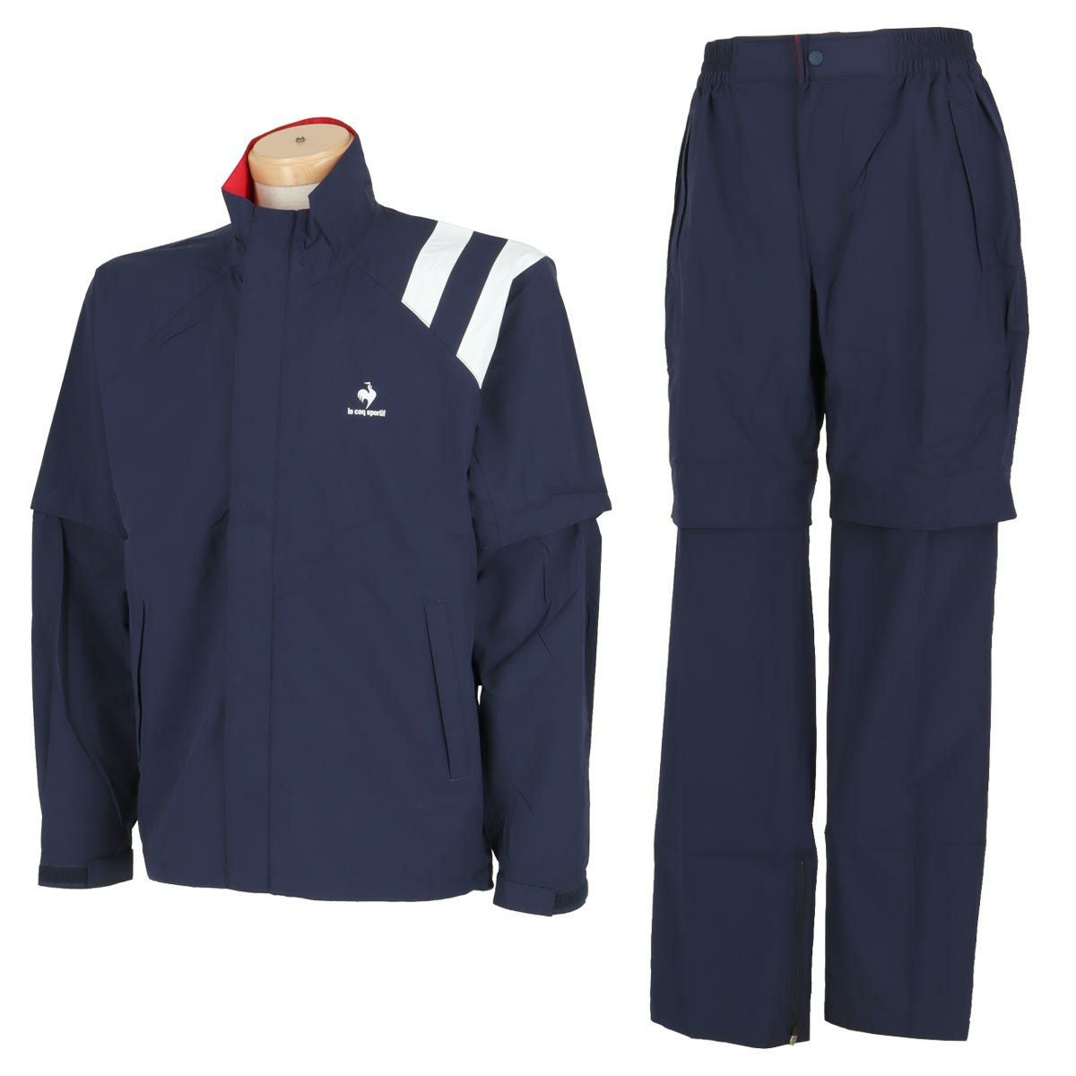 ルコック Le coq sportif　メンズ 2WAY レインウェア 上下セット 収納袋付き QGMTJH00W　2023年モデル ネイビー（NV00）