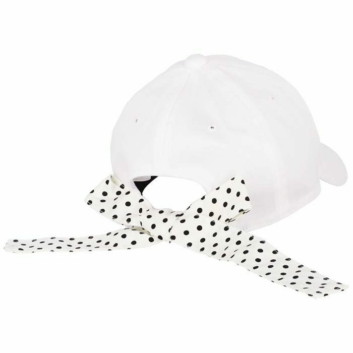 アルチビオ archivio　レディース ロゴ刺繍 ドット柄 リボン付き キャップ A250313 190 ホワイト×ブラック　2023年モデル 詳細1