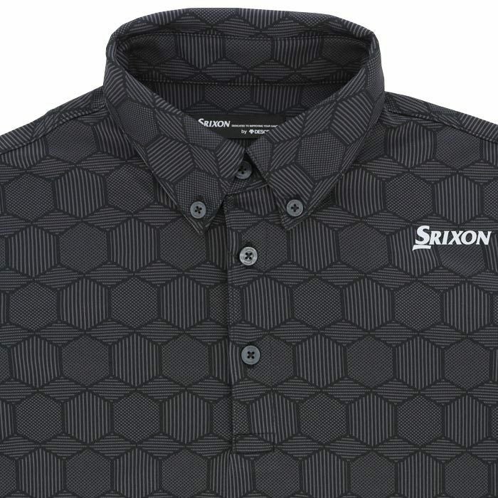 スリクソン SRIXON　メンズ ロゴプリント 幾何学柄 ジャカード 長袖 ボタンダウン ポロシャツ RGMWJB04　2023年モデル 詳細3