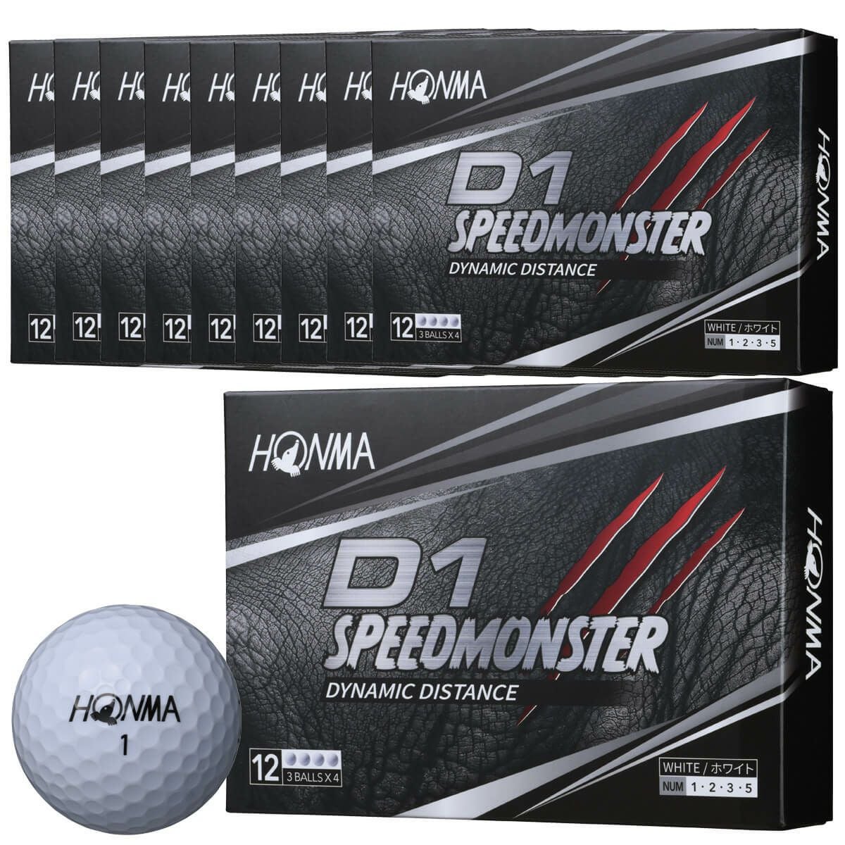 本間ゴルフ　D1 SPEEDMONSTER スピードモンスター ゴルフボール　10ダースセット （12球入り×10箱）　ホワイト