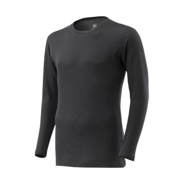 ミズノ MIZUNO　メンズ ブレスサーモ 厚手 for Active 裏起毛 長袖 クルーネック インナーシャツ C2JAA641　2023年モデル ブラック（C2JAA64109）