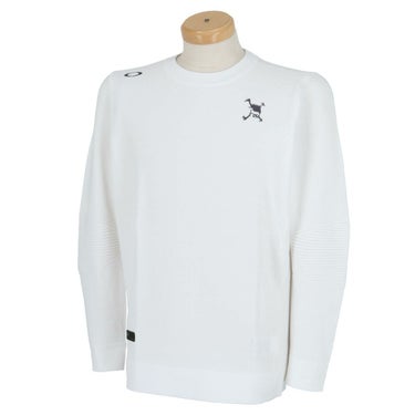 オークリー OAKLEY　メンズ SKULL 編地切替 バックスカルジャガード 長袖 クルーネック セーター FOA405744　2023年モデル ホワイト（100）