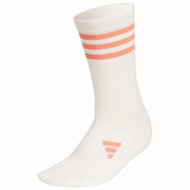 アディダス adidas　レディース ロゴジャガード スリーストライプス クルーソックス MGR52 IB0452 ホワイト/ワンダークレイ　2023年モデル ホワイト/Wクレイ（IB0452）