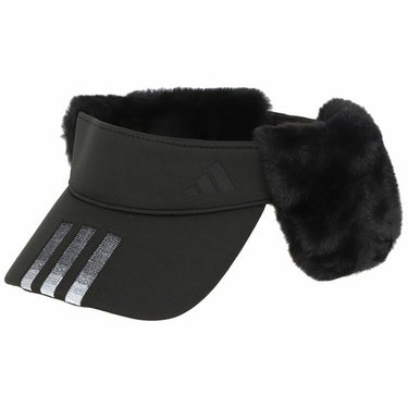 アディダス adidas　レディース スリーストライプス 耳当て付き サンバイザー MMS79 IB0446 ブラック　2023年モデル ブラック（IB0446）