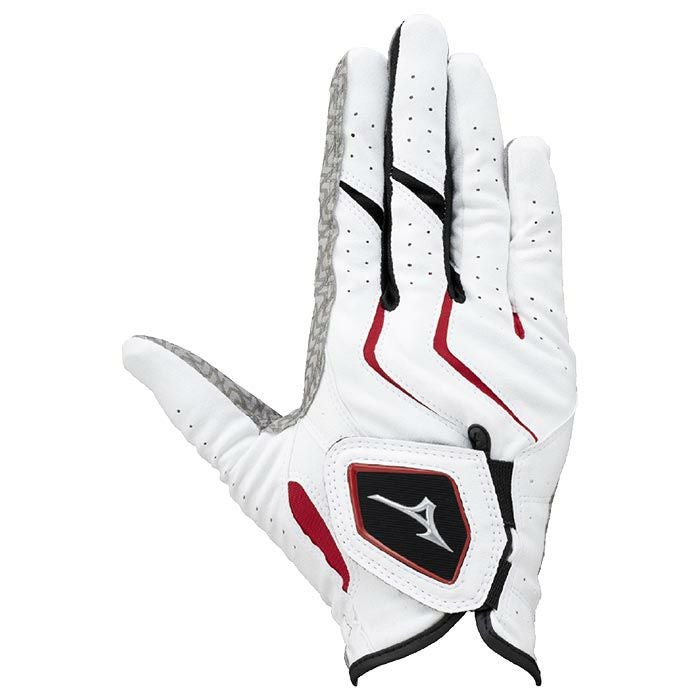 ミズノ MIZUNO W-GRIP ダブルグリップ 右手用 メンズ ゴルフグローブ 5MJMR401 01 ホワイト×レッド