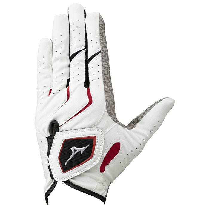 ミズノ MIZUNO W-GRIP ダブルグリップ 指先ショートタイプ メンズ ゴルフグローブ 5MJMS401 01 ホワイト×レッド