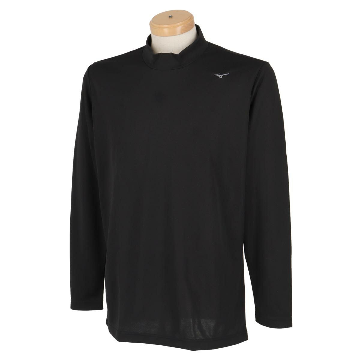 ミズノ MIZUNO　メンズ ロゴ刺繍 ブレスサーモ ストレッチ 長袖 ハイネックシャツ E2JAA550 ブラック（E2JAA55009）