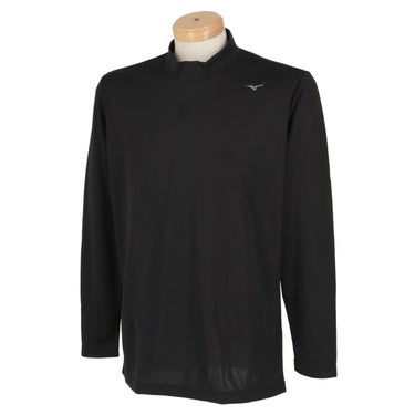 ミズノ MIZUNO　メンズ ロゴ刺繍 ブレスサーモ ストレッチ 長袖 ハイネックシャツ E2JAA550 ブラック（E2JAA55009）