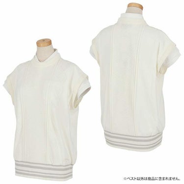 キャロウェイ Callaway　レディース ケーブル編み 配色ライン クルーネック ニット ベスト C24119201　2024年モデル 詳細2