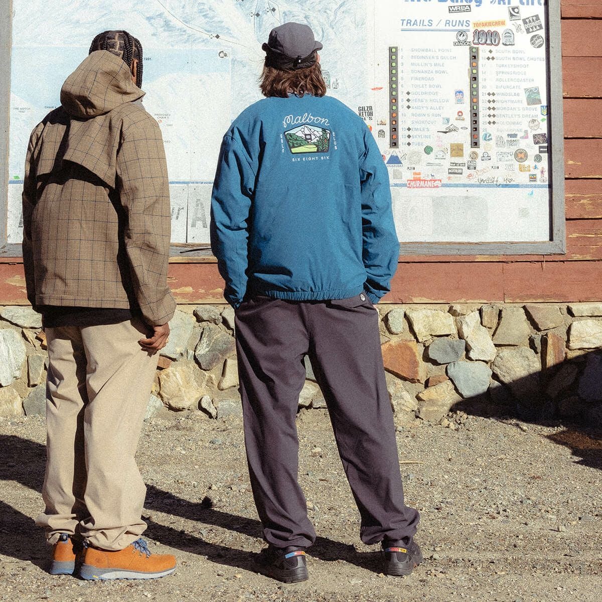 686xマルボン 撥水 ロゴワッペン 裏地付き ストレッチ ロングパンツ