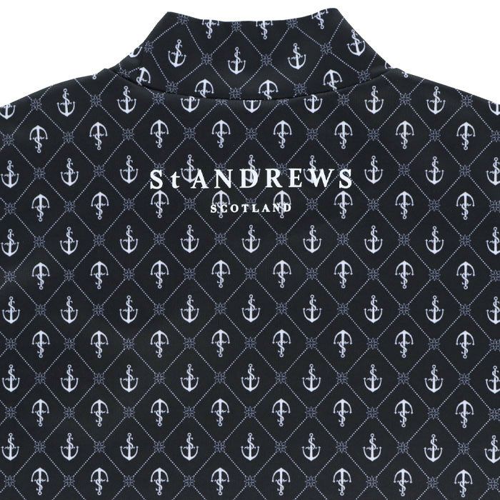 セントアンドリュース St ANDREWS　メンズ 総柄 アンカープリント ストレッチ 半袖 ハイネックシャツ 042-4167353　2024年モデル 詳細4