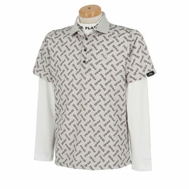 ピン PING　メンズ ロゴプリント 総柄 半袖 リブ衿 ポロシャツ ＆ 長袖 ハイネック インナーシャツ 621-4160209　2024年モデル グレー（020）