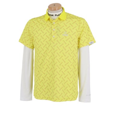 ピン PING　メンズ ロゴプリント 総柄 半袖 リブ衿 ポロシャツ ＆ 長袖 ハイネック インナーシャツ 621-4160209　2024年モデル イエロー（060）