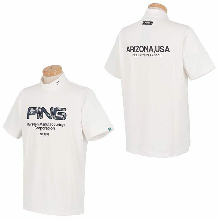 ピン PING　メンズ ボタニカルロゴデザイン UVケア ストレッチ 半袖 ハイネックシャツ 621-4167201　2024年モデル 詳細2