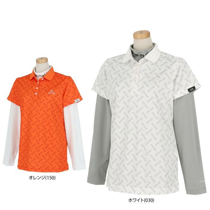 ピン PING　レディース ロゴプリント 総柄 UVカット 半袖 リブ衿 ポロシャツ ＆ 長袖 ハイネック インナーシャツ 622-4160214　2024年モデル 詳細1