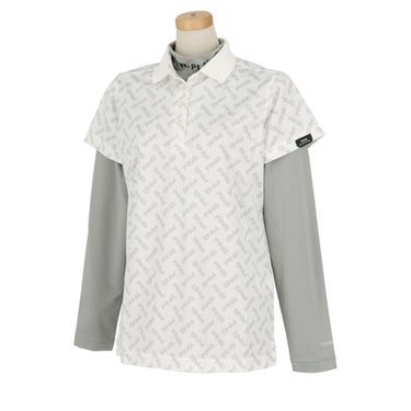 ピン PING　レディース ロゴプリント 総柄 UVカット 半袖 リブ衿 ポロシャツ ＆ 長袖 ハイネック インナーシャツ 622-4160214　2024年モデル ホワイト（030）