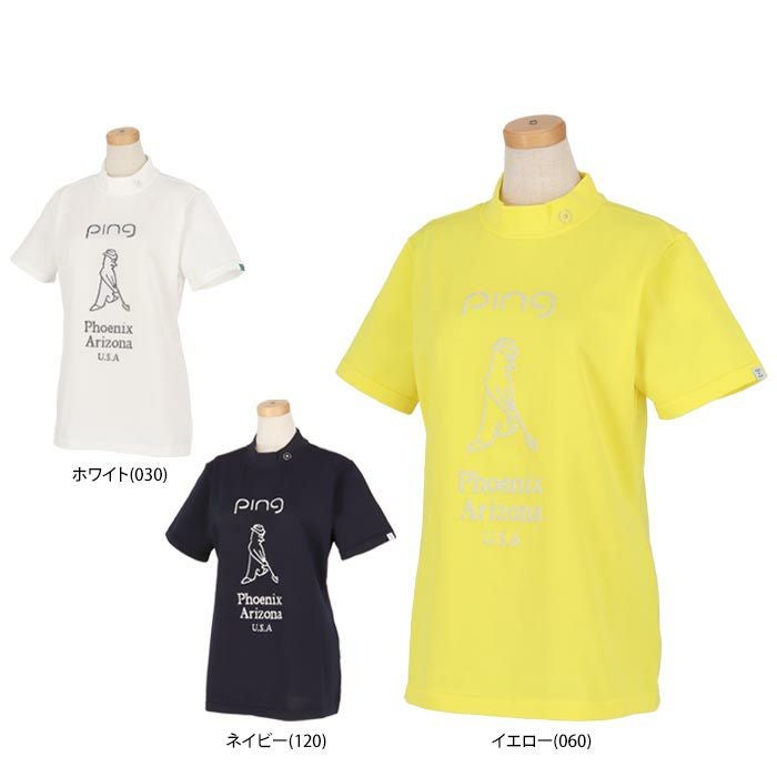 ピン PING　レディース Mr.PING ジャカード ラメ糸 半袖 ハイネックシャツ 622-4172204　2024年モデル 詳細1