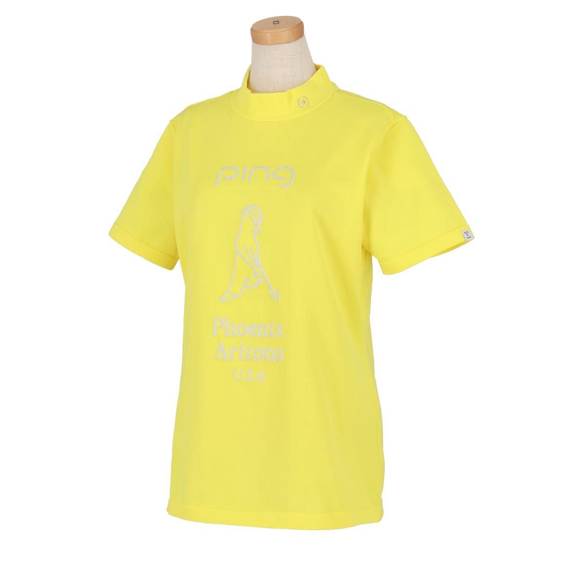 ピン PING　レディース Mr.PING ジャカード ラメ糸 半袖 ハイネックシャツ 622-4172204　2024年モデル イエロー（060）