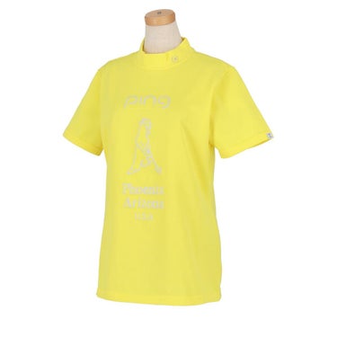 ピン PING　レディース Mr.PING ジャカード ラメ糸 半袖 ハイネックシャツ 622-4172204　2024年モデル イエロー（060）