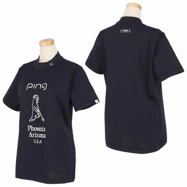 ピン PING　レディース Mr.PING ジャカード ラメ糸 半袖 ハイネックシャツ 622-4172204　2024年モデル 詳細2