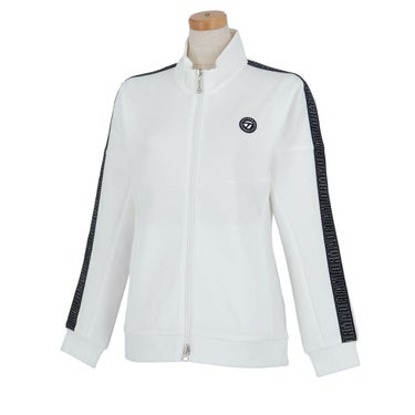 テーラーメイド TaylorMade　レディース ロゴテープ スウェット 長袖 フルジップ トラック ジャケット TL467 ホワイト（M19762）