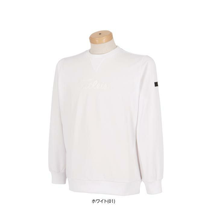 タイトリスト Titleist　メンズ ロゴ刺繍 ジャージ素材 長袖 Vガゼット クルーネック プルオーバー TLPMJ141J　2024年モデル 詳細1