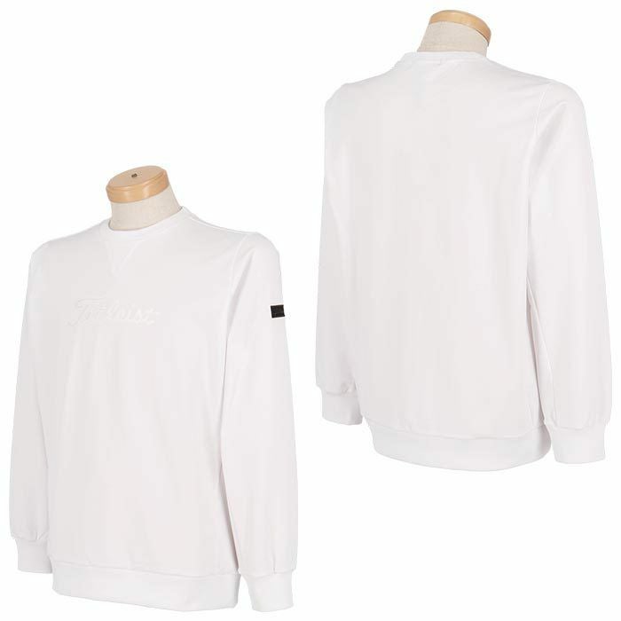 タイトリスト Titleist　メンズ ロゴ刺繍 ジャージ素材 長袖 Vガゼット クルーネック プルオーバー TLPMJ141J　2024年モデル 詳細2