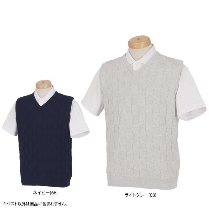 タイトリスト Titleist　メンズ ブロック調 編地柄 Vネック ニット ベスト TLPMK132J　2024年モデル 詳細1