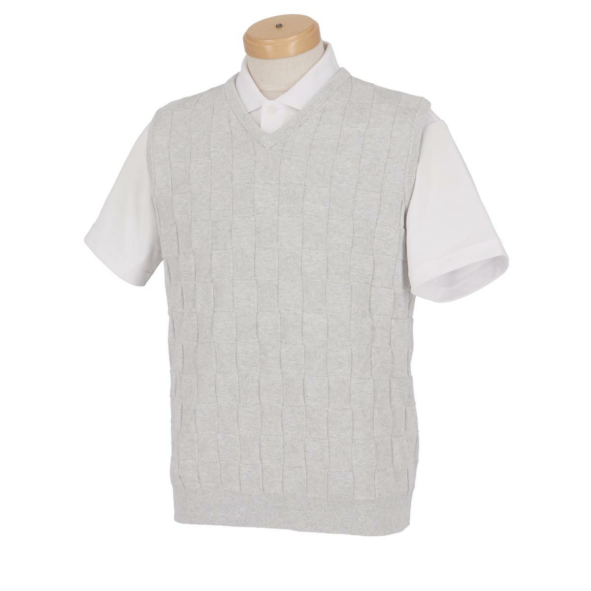 タイトリスト Titleist　メンズ ブロック調 編地柄 Vネック ニット ベスト TLPMK132J　2024年モデル ライトグレー（08）