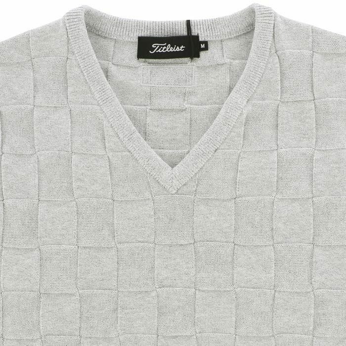 タイトリスト Titleist　メンズ ブロック調 編地柄 Vネック ニット ベスト TLPMK132J　2024年モデル 詳細3