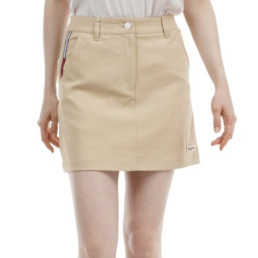 トミー ヒルフィガー ゴルフ　レディース ロゴジャガード ストレッチ ツイル ベーシック スカート THLA425　2024年モデル サンドベージュ（28）