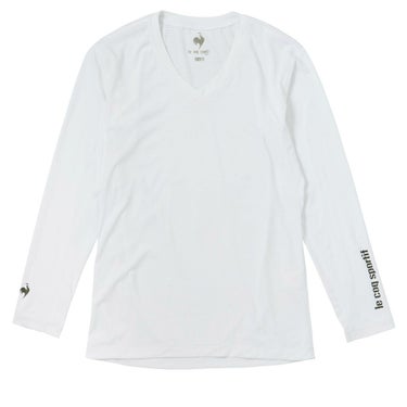 ルコック Le coq sportif　メンズ メッシュ 生地切替 長袖 Vネック アンダーシャツ QGMXJM01　2024年モデル ホワイト（WH00）