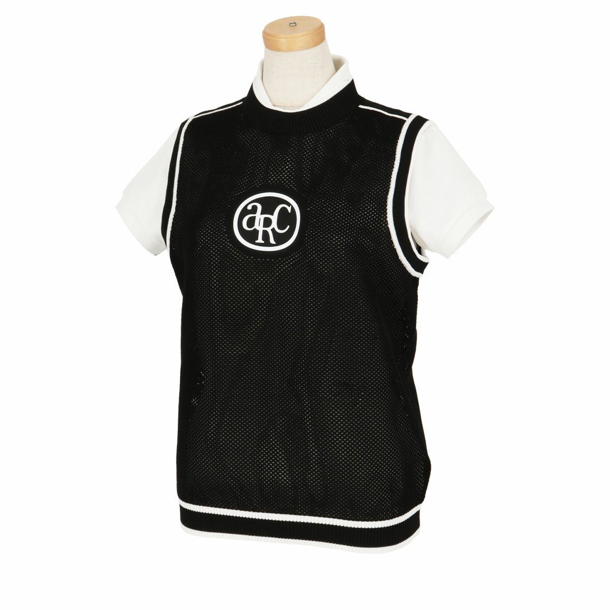 アルチビオ archivio レディース メッシュ編み ロゴデザイン クルーネック ニット ベスト A358302 2024年モデル