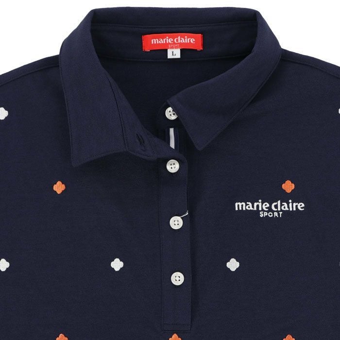 マリクレール marie claire　レディース ロゴモチーフ 飛び柄刺繍 半袖 ポロシャツ 714-634　2024年モデル 詳細3
