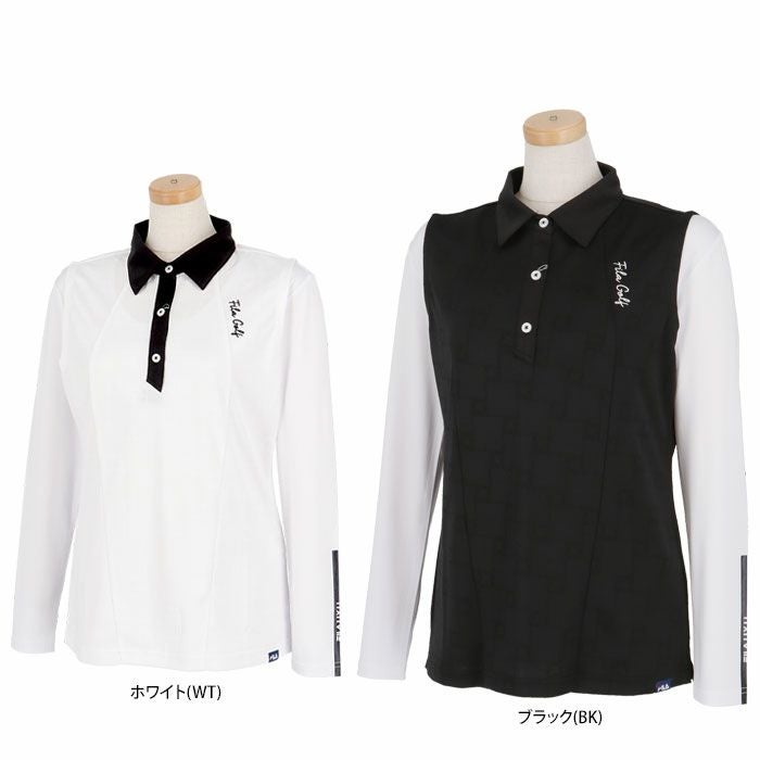フィラ FILA　レディース ロゴジャガード ノースリーブ ポロシャツ & 長袖 Uネック インナーシャツ 754-540　2024年モデル 詳細1
