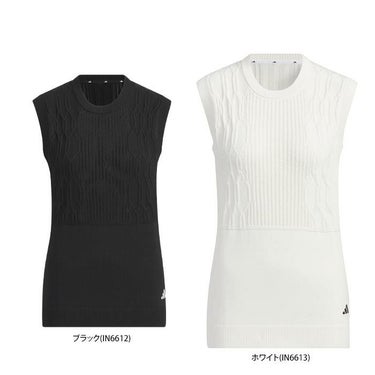 アディダス adidas　レディース ULTIMATE365 ケーブルニット 編地切替 クルーネック ベスト IKJ48　2024年モデル 詳細1