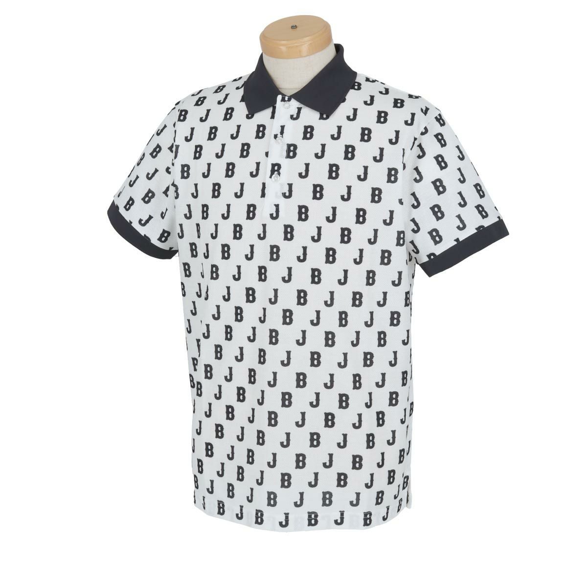 ジャックバニー Jack Bunny!!　メンズ モノグラム 総柄 バイカラー 半袖 ポロシャツ 262-4160325　2024年モデル ホワイト（031）