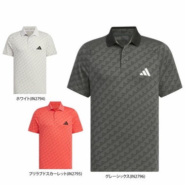 アディダス adidas　メンズ ロゴデザイン 総柄ジャカード 半袖 ポロシャツ IKJ53　2024年モデル 詳細1