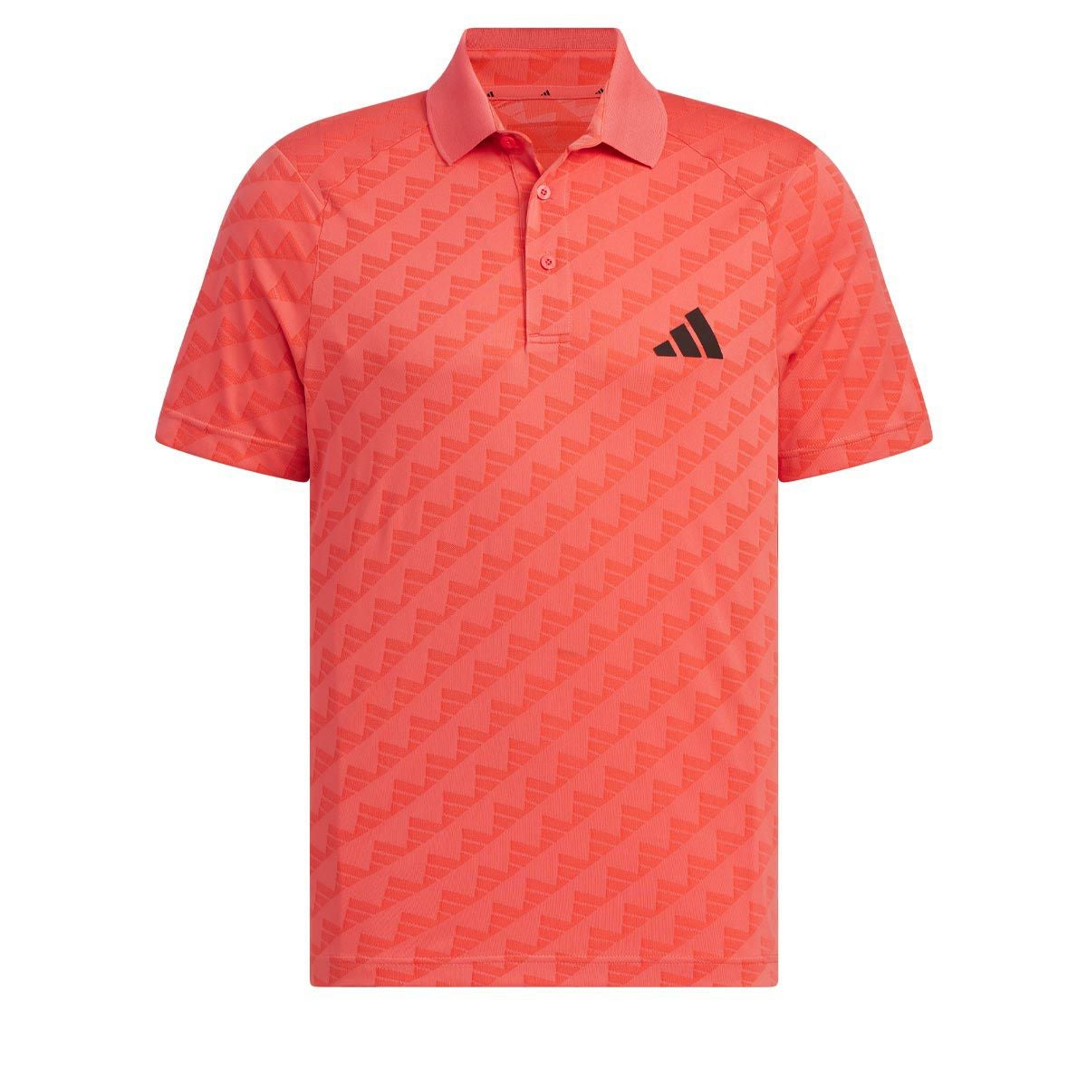 アディダス adidas　メンズ ロゴデザイン 総柄ジャカード 半袖 ポロシャツ IKJ53　2024年モデル スカーレット（IN2795）