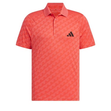 アディダス adidas　メンズ ロゴデザイン 総柄ジャカード 半袖 ポロシャツ IKJ53　2024年モデル スカーレット（IN2795）