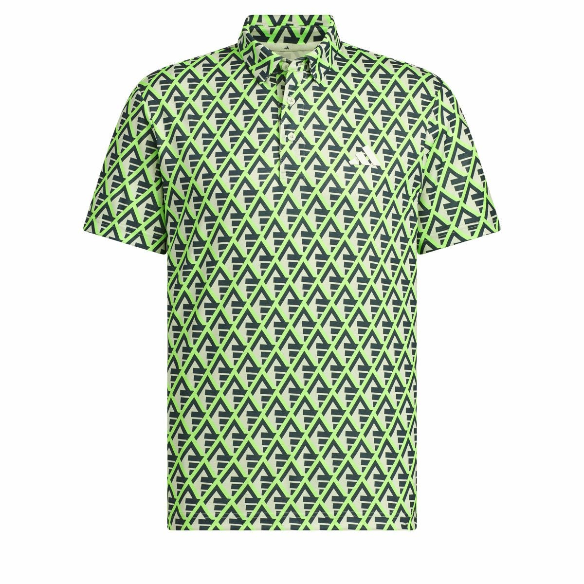 アディダス adidas　メンズ ロゴデザイン 総柄プリント 半袖 ポロシャツ IKK75　2024年モデル クリスタルジェイド（IN9040）