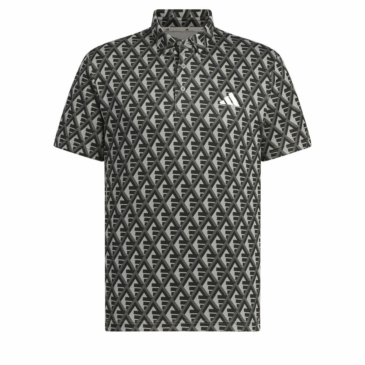 アディダス adidas　メンズ ロゴデザイン 総柄プリント 半袖 ポロシャツ IKK75　2024年モデル グレースリー（IN9041）