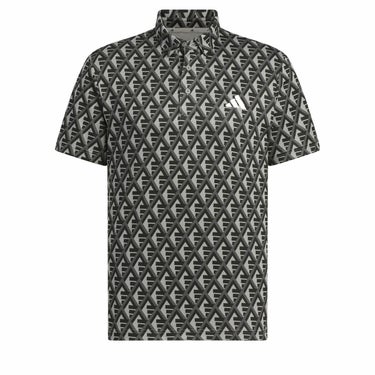 アディダス adidas　メンズ ロゴデザイン 総柄プリント 半袖 ポロシャツ IKK75　2024年モデル グレースリー（IN9041）