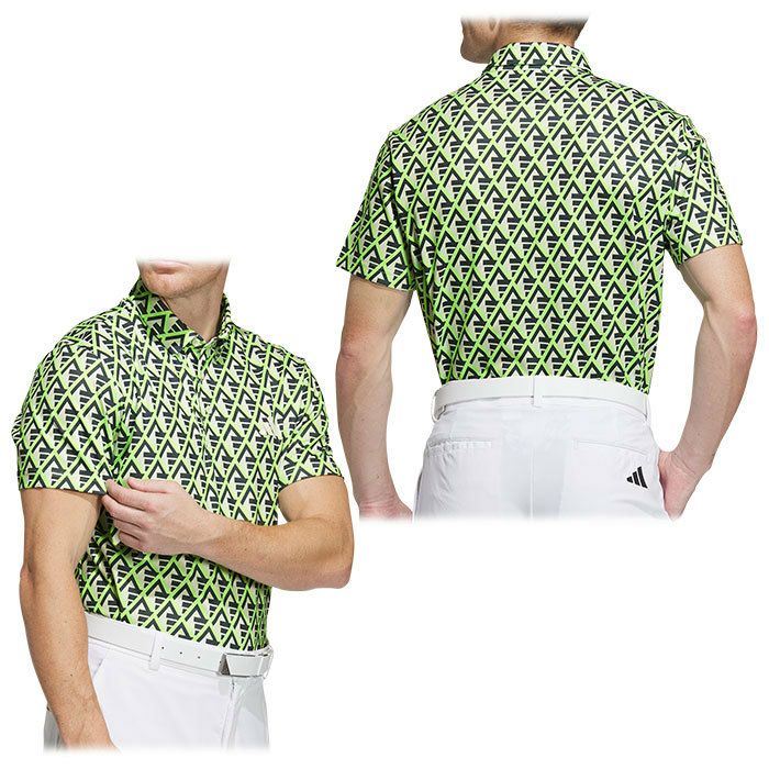 アディダス adidas　メンズ ロゴデザイン 総柄プリント 半袖 ポロシャツ IKK75　2024年モデル 詳細2