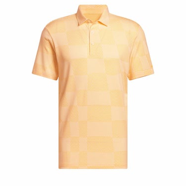 アディダス adidas　メンズ ロゴプリント ジャカードニット 半袖 ポロシャツ KOW01　2024年モデル アイボリー（IU4409）