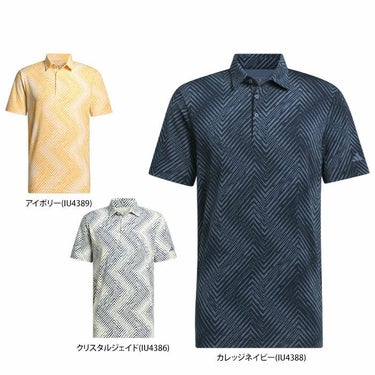 アディダス adidas　メンズ 総柄プリント ヘリンボーン 半袖 ポロシャツ KOW34　2024年モデル 詳細1
